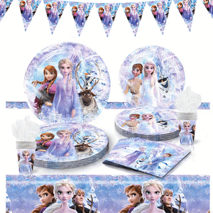 Decorazioni per Feste <span class=keywords><strong>di</strong></span> Compleanno a Tema <span class=keywords><strong>Frozen</strong></span>, Set <span class=keywords><strong>di</strong></span> Stoviglie Usa e Getta con Piatti <span class=keywords><strong>di</strong></span> Carta, Tovaglioli e Bicchieri a Tema Castelli <span class=keywords><strong>di</strong></span> Ghiaccio - Product Image 1