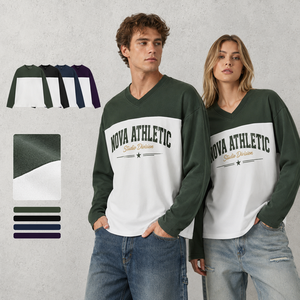 Camiseta de Hombre de Alta Calidad con Cuello en V, Oversize, de Algodón 300Gsm, Estilo Boxy, con Estampado Gráfico Puff Print, Streetwear, Logo Personalizado, OEM - Product Image 1