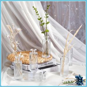 Nouvel arrivage Décoration intérieure moderne Vase à boutons de fleurs en <span class=keywords><strong>verre</strong></span> de couleur ambre, art rayé, pour table - Product Image 5