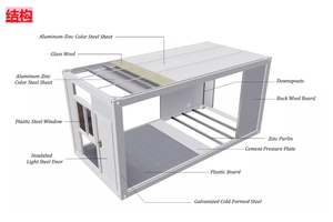 현대 컨테이너 이동식 주택 20ft 호텔 유리 커튼 벽 사용 임시 이동식 건설 현장 숙박 시설 - Product Image 5