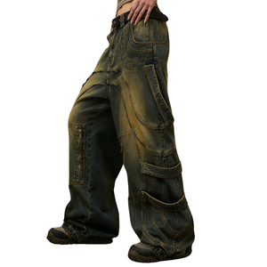 SENSE Personnalisé Y2K Vintage <span class=keywords><strong>Bleu</strong></span> Pantalon Cargo pour Hommes Amiry Jeans Baggy en Denim pour Hommes - Product Image 3