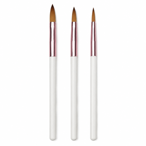 Kit de 3 pinceaux à ongles avec manche en bois, poils à faible perte pour la peinture au gel, fournitures de manucure pour salon - Product Image 1