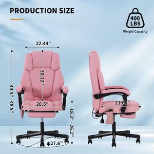 Hochleistungs-Bürostuhl mit rosa Massage Ausziehbare Fuß stütze 6-Zonen-Vibrationsheizung 400lbs Hochleistungs-Liegestühle - Product Image 3