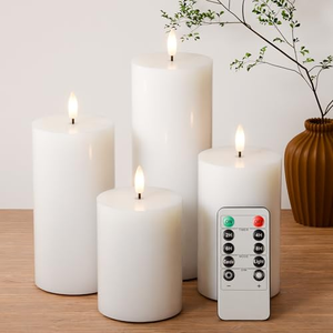 Bougie pilier LED sans flamme en cire de paraffine blanche avec télécommande pour la décoration de la maison - Product Image 3