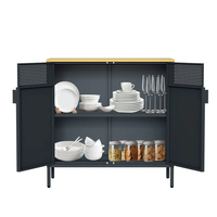 Buffet moderne en acier à 2 portes Buffet Meuble de maison Armoire de rangement noir/blanc Buffet à manger pour bar à manger
