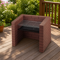 Brasero moderne en métal en forme de U avec grille de cuisson 67x36,5 cm, barbecue au charbon de bois pour l'extérieur, idéal pour mobilier de jardin, terrasse et patio