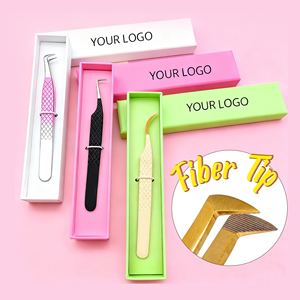 Pinzette per Ciglia Personalizzate Gratuite Best Seller con Punta in Fibra 45 75 90 Gradi Confezione Isolante Pinzette per Estensione Ciglia - Product Image 2