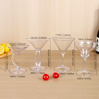 Verres à vin, à cocktail et à champagne en plastique PC transparent en stock pour hôtels et bars