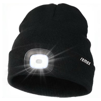 Berretto con Logo personalizzato invernale lavorato a maglia con luce USB lampada da testa libera con cuffia a LED regalo per gli uomini papà marito padre
