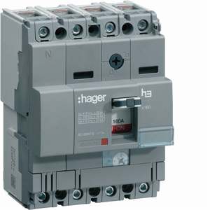 HNA161H ปรับแต่งได้ด้วยเซอร์กิตเบรกเกอร์แบบหล่อขึ้นรูปของ Hagers รุ่น h3 x160 TM 4P 40kA 160A - Product Image 1