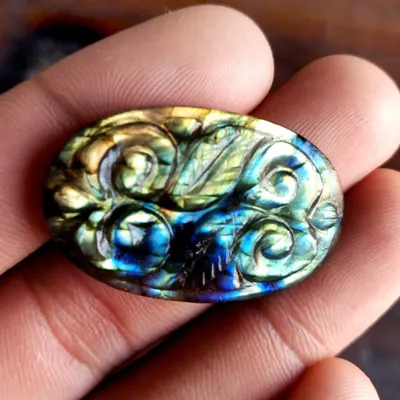 Đá Quý Được Hỗ Trợ Phẳng Cameo Nhựa Cabochon Đá Quý Labradorite Cắt Lát Đá Quý Malachite Tự Nhiên Đánh Bóng Tự Nhiên Labradorite