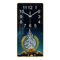 Jam Dinding Kaligrafi Arab Islami Modern Dua Sisi Kristal Porselen Tahan Air Dekorasi Ruang Tamu