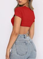 Nouveauté, haut court personnalisé pour femme, col rond, manches courtes, streetwear, t-shirt basique, style Y2K, chemisier léger