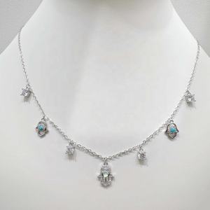 สร้อยคอเงินแท้ 925 ลายตาสีฟ้า สไตล์ตะวันตก แฟชั่นงานปาร์ตี้ ฮิปฮอป สำหรับผู้หญิง  งานเคลือบสี  แบบมาคราเม่ ราคาโรงงาน - Product Image 5