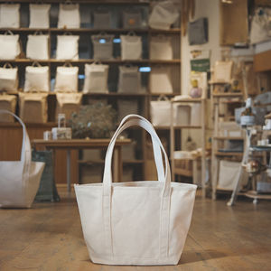 Bolso de compras de lona de algodón grande personalizado bolso de mano personalizado para reutilización de comestibles orgánico con logotipo impreso bolso de mano liso - Product Image 4