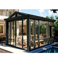Solarium extérieur directement du fabricant, véranda en verre avec structure en aluminium anodisé, toit polygonal et préfabriqué, idéal