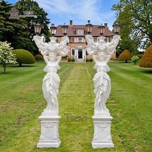 Sculpture de lampe de statue de dame en marbre blanc sculpté à <span class=keywords><strong>la</strong></span> main dans <span class=keywords><strong>la</strong></span> cour du manoir - Product Image 2