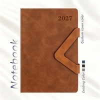 Agenda de luxe A5 2027 avec logo personnalisé, couverture rigide en cuir, journal quotidien, cadeau d'entreprise, reliure cousue