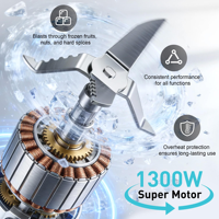 Hete Aanbieding 380W 5-in-1 Variabele Snelheid 6 Messen Koperen Motor Huishoudelijke Persoonlijke Voedselprocessor Fruitmixer Blender