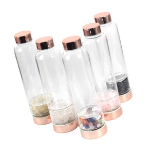 Bouteille d'<span class=keywords><strong>eau</strong></span> en verre Borosilicate, 1 pièce, avec couvercle en or Rose, pierres précieuses de guérison, bouteille d'<span class=keywords><strong>eau</strong></span> en quartz, pour cadeau - Product Image 4