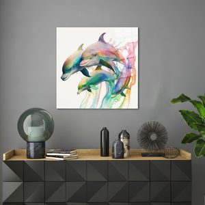 Vibrant Dolphin <b>Canvas</b> Print: Modern <b>Wall</b> Art for Home Decor,TEMPERED GLASS ART - Product Image 3