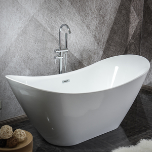 <span class=keywords><strong>Baignoire</strong></span> autoportante ovale blanche pour adultes, <span class=keywords><strong>petite</strong></span> <span class=keywords><strong>baignoire</strong></span> de trempage en acrylique, <span class=keywords><strong>baignoire</strong></span> autoportante pour 1 personne - Product Image 6