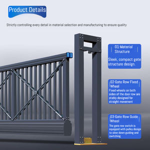 <span class=keywords><strong>Portail</strong></span> <span class=keywords><strong>Coulissant</strong></span> à Faux Linteau Qigong Intelligent en Aluminium, à Bras Droit, Résistant au Vent et à la Neige - Product Image 5