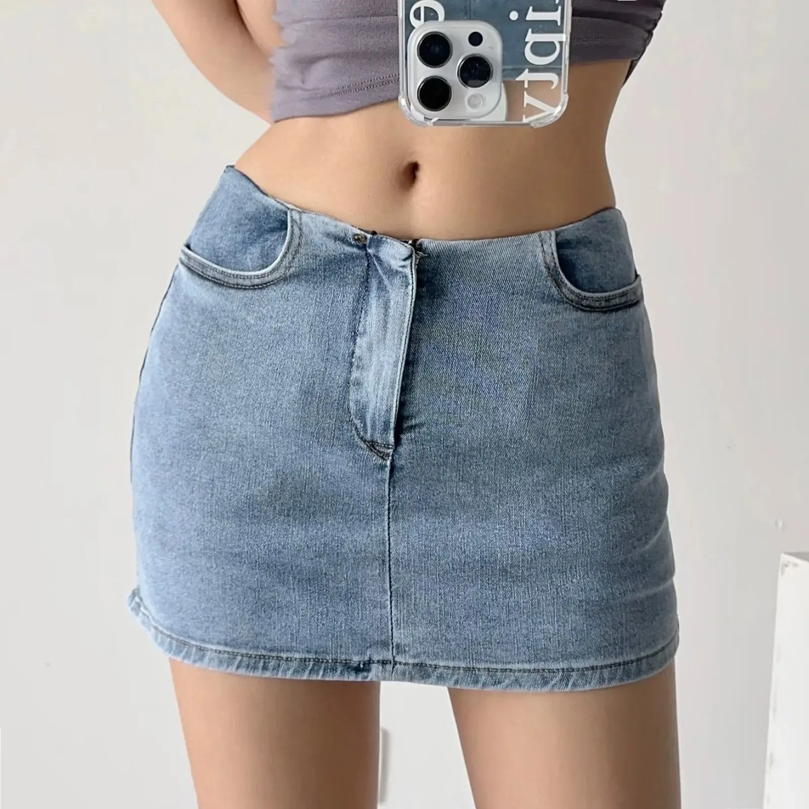 Оптовая продажа новая низкая талия горячая девушка джинсовая мини-юбка противоскользящая Сексуальная юбка на бедрах