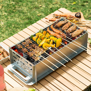 Vỉ nướng Lắp Ráp Di động dã ngoại cắm trại thép không gỉ BBQ nướng Mini than nướng vỉ nướng - Product Image 1