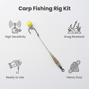Ensemble de pêche à <span class=keywords><strong>la</strong></span> <span class=keywords><strong>carpe</strong></span> européenne avec montage anti-fond, perles flottantes, hameçons barbelés en acier à haute teneur en carbone pour <span class=keywords><strong>la</strong></span> pêche en lac - Product Image 4