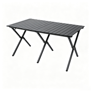 Portable Folding Camping <b>Table</b>, Black <b>Foldable</b> <b>Outdoor</b> <b>Table</b> with Aluminum Legs for Picnic Beach Fishing - Product Image 2