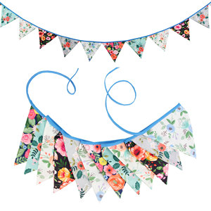 12 guirlandes triangulaires en tissu de coton pour jardin, drapeaux de décoration pour anniversaire, mariage, extérieur et maison - Product Image 1