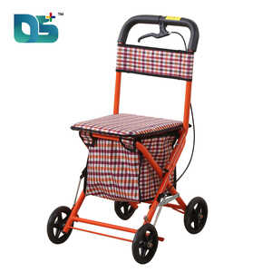 Nouveau design adapté aux personnes âgées cadre en alliage d'aluminium utilisé toile <span class=keywords><strong>4</strong></span> <span class=keywords><strong>roues</strong></span> sac de rangement poids léger ligne frein Handcart - Product Image 2