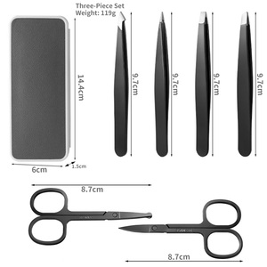 5点セット多機能美容ケアハサミ＆ピンセットセット-斜め先端右利き用眉毛用 - Product Image 5