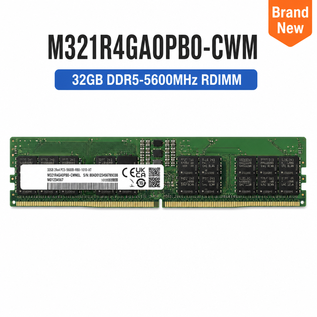 M321R4GA3PB0-CWM 32GB RDIMM PC5-44800 2rx8 Ecc Registered 1.1v Cl46 Sdram 288-pin Memory  Module for Server