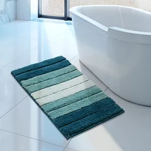 Microfibre haute coupe bande basse <span class=keywords><strong>boucle</strong></span> tapis touffeté dégradé couleur cuisine Absorption d'eau salon TPR tapis de bain anti-dérapant - Product Image 1