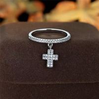 Cincin Pernikahan Unisex Model Salib Zirkon Mewah Sederhana Terlaris Baru