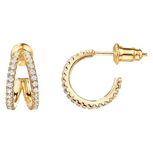 Eleganti Orecchini a Perno a Forma di C con Zirconi, Gioielli Minimalisti di Lusso per Donna, Uso Quotidiano, Regalo Chic - Product Image 5