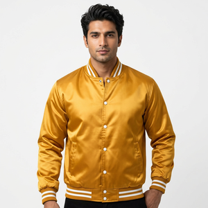Custom Men's Vintage Winter Jacket Waterpoof Casual Varsity Flight Windbreaker Satin <b>Coat</b> Cotton Leather Letterman Jackets - Product Image 1