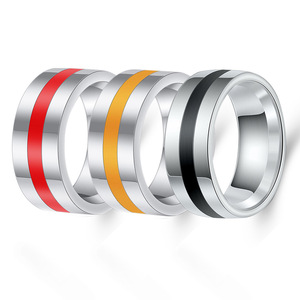 Anillo Minimalista de Acero Inoxidable de 8mm con Resina Epoxi Multicolor, Forma Geométrica, Joyería Moderna para Mujer, Regalo - Product Image 1