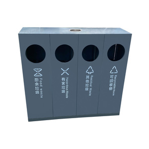 Poubelles extérieures en acier inoxydable, poubelles extérieures de grande capacité, poubelles à quatre catégories de déchets pour parcs, sites touristiques et - Product Image 2