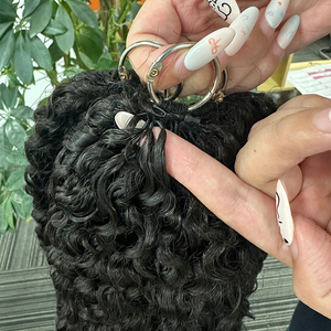 Extensions de <span class=keywords><strong>cheveux</strong></span> humains au crochet à plumes, bouclées birmanes, couleur naturelle, pour tressage – Meilleures ventes - Product Image 2