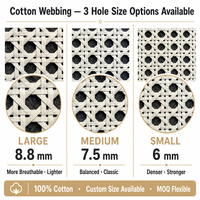 Lot d'échantillons de sangles hexagonales en coton, 4 couleurs, Tela Palhinha Indiana Algodao, Blanc, Marron, Noir, Naturel, pour le tressage de chaises
