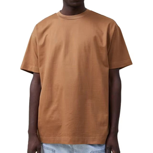 T-shirt kaki à manches courtes et col rond pour homme T-shirt à manches courtes brodé imprimé personnalisé lourd pour homme - Product Image 1