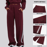 Ensemble de 2 pièces pour femmes, pull respirant en polyester/coton, contraste de couleurs, taille élastique, ample, décontracté, confortable, ensemble de yoga d'extérieur