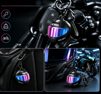 Porte-clés mini casque de moto, pendentif casque de moto 3D stéréo cool, cadeau casque irisé