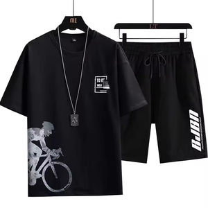 Completo Sportivo Estivo da Uomo 2 Pezzi, T-Shirt e <span class=keywords><strong>Pantaloncini</strong></span> Casual Sottili Stampati, Abbigliamento Sportivo da Uomo - Product Image 5