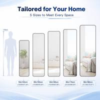 Miroir de sol pleine longueur de chambre à coucher suspendu ou penché contre le mur, miroir de Dressing complet avec cadre en alliage d'aluminium avec support