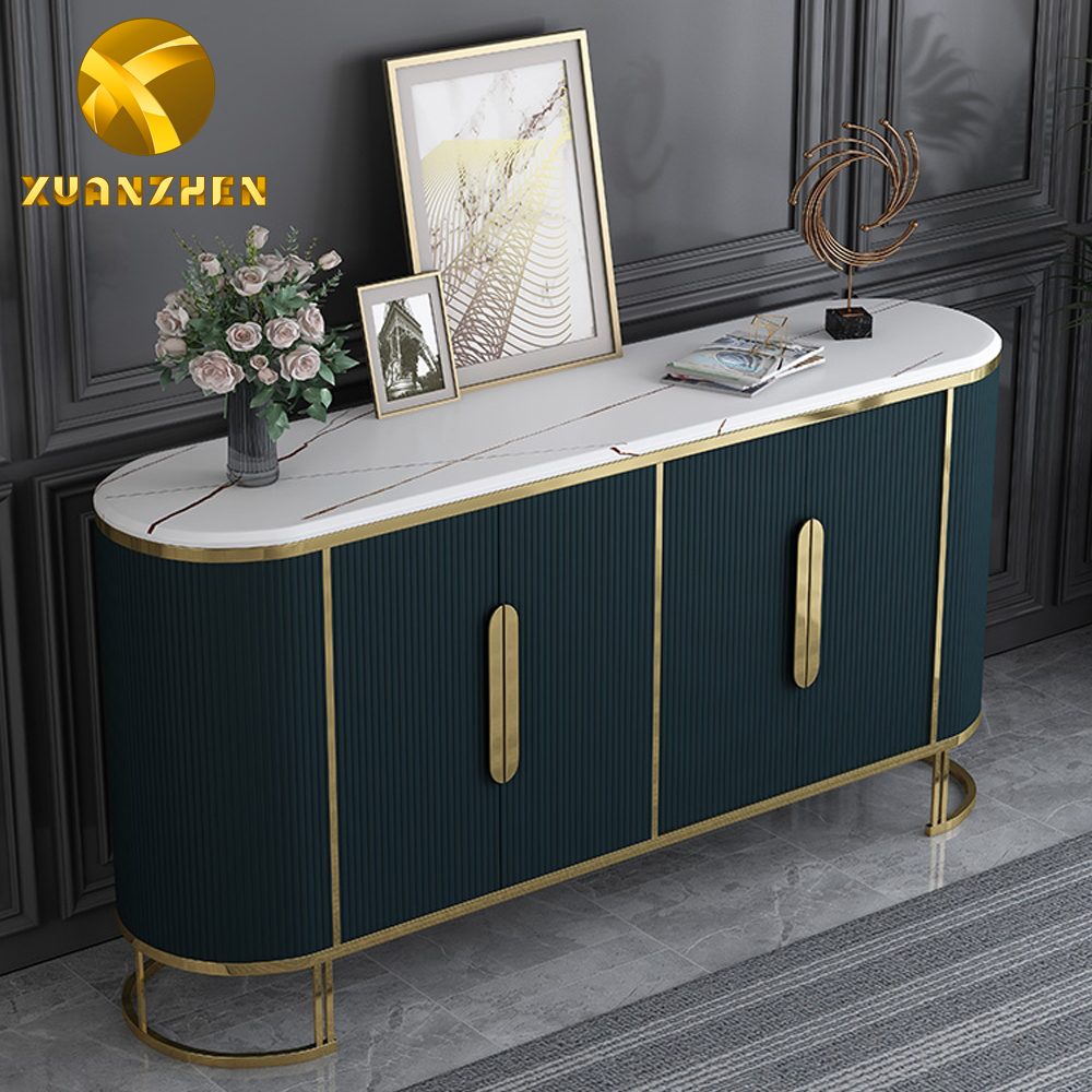 Home furniture sideboard metal living room furniture gold and white sideboard marble top sideboard SB001