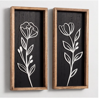 Décoration murale florale en bois 3D légère, art mural encadré pour salon, chambre ou bureau, décorations botaniques bohèmes